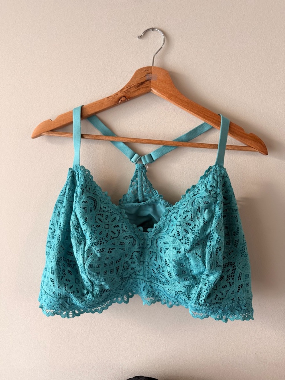 4X Plus Size Auden Teal Lace Bralette with Strappy Back